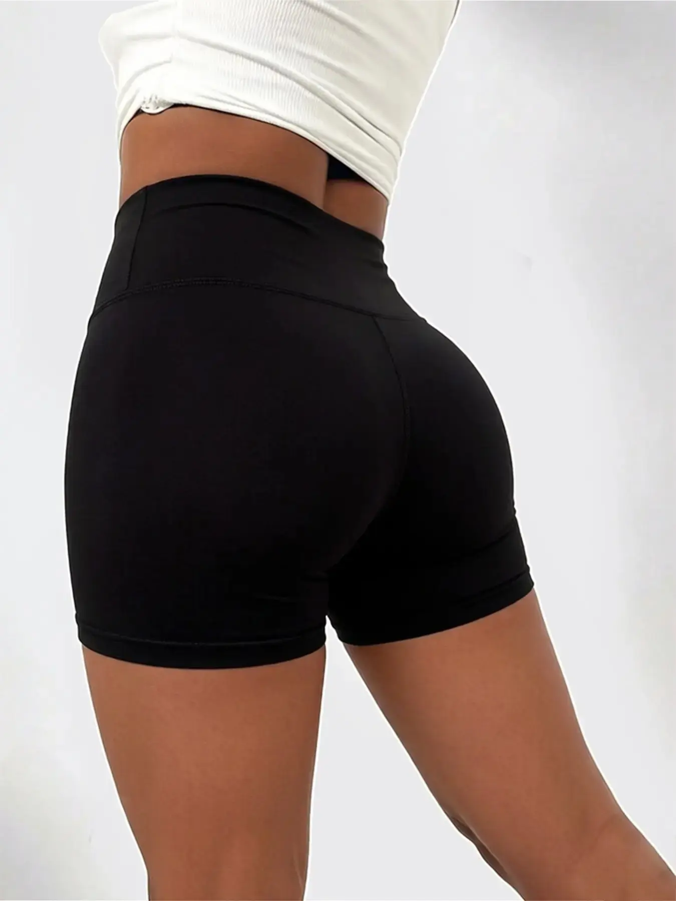 Seamless Waist Cinch Peach Butt Tight Shorts, European Style Stretch Outerwear Running Casual Safety Pants, Comfortable and Stylish