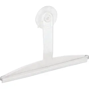 22300 Plastic Plastic Suction Squeegee with Storage Hook Shower, Window, and Mirror Accessory for Master, Guest, Kids' Bathroom Cleaning, 12" x 10", Clear