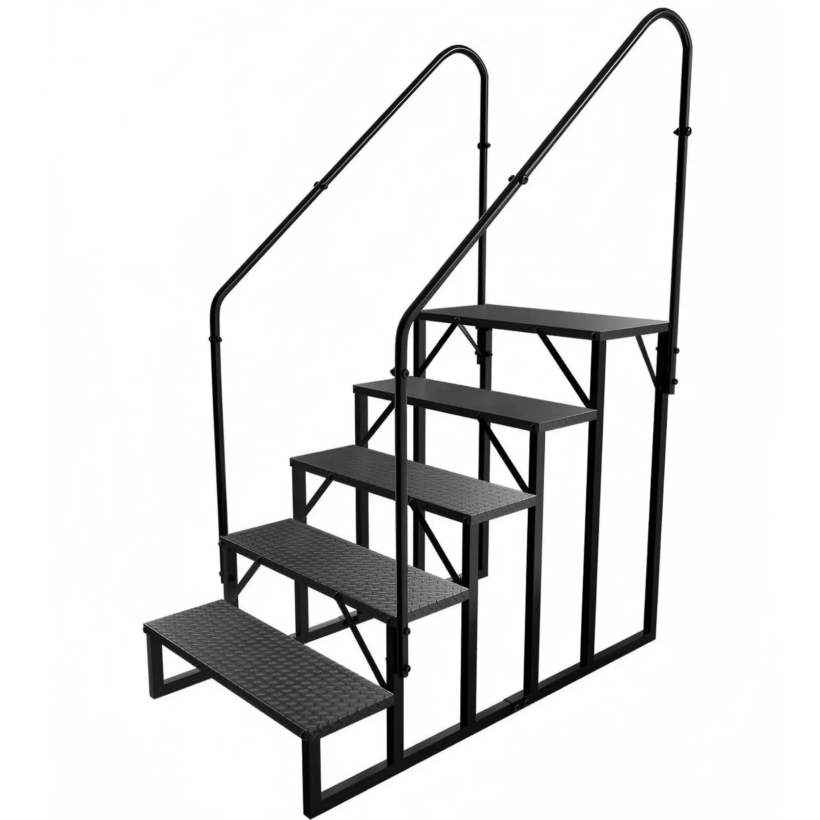 5 Step RV Stairs with Handrail, Heavy Duty Anti-Slip Metal RV Steps, Detachable Outdoor Stairs for 5th Wheel/Hot Tub/Mobile Home/Pool summerwins