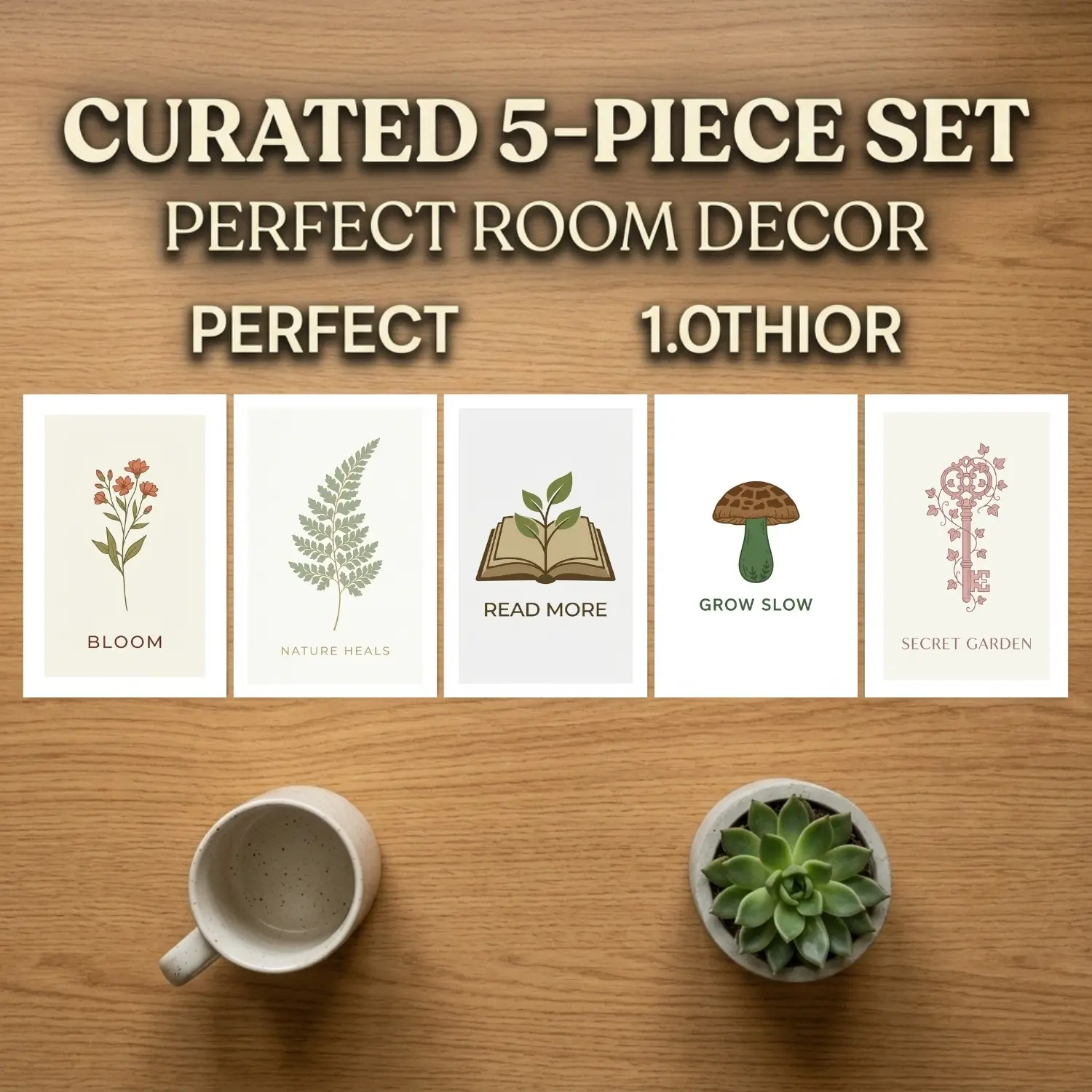 Vintage Botanical Wall Collage Kit 4x6 Inch - 5 Pack Cottagecore Wildflower & Floral Illustration Photo Prints, Antique Academic Botanical Posters for Room Decor