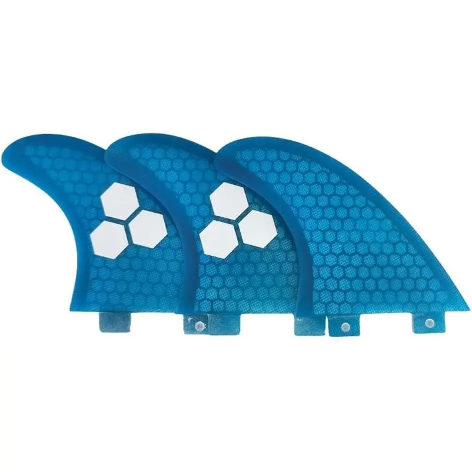 Fiberglass Surfboard Fin with Triple Hexagon Design, Blue for FCS, Provides Enhanced Control & Stability for Surfing