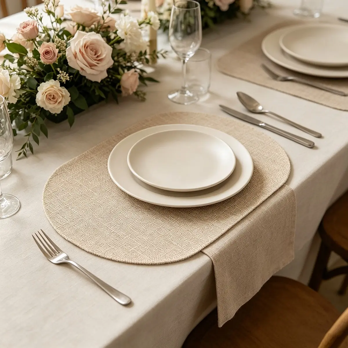 8/12/16 Pcs Oval Jute Place Mats, Non-Slip Heat Resistant Stain Proof, Ideal for Dining Table, Wedding, Birthday Party, Coffee Shop, Home Decor, Oval Placemats