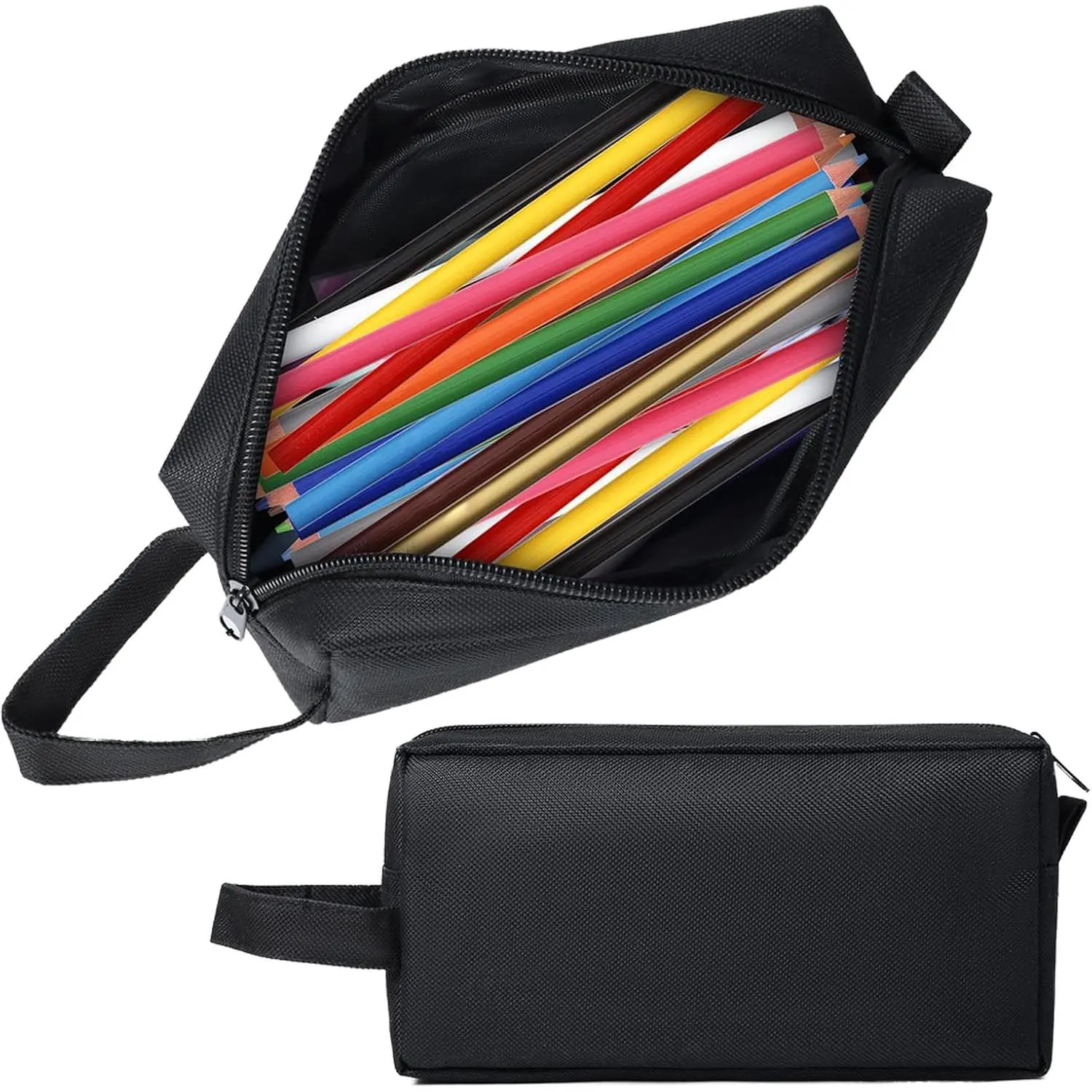 Large-Capacity Pencil Pouch - Office Stationery Organizer Bag for School, College, Teens, Black (Pencil Case Alternative), Stationary Bag