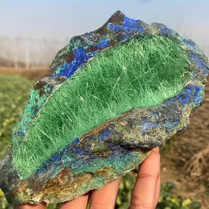 1 Blue Copper Ore Sample Quartz Needle Iron Ore Blue Copper Ore Crystal Cluster Mineral Sample Crystal Gift Perfect Home Collection Decorative Art Unique Crystal Gift Festival Gift