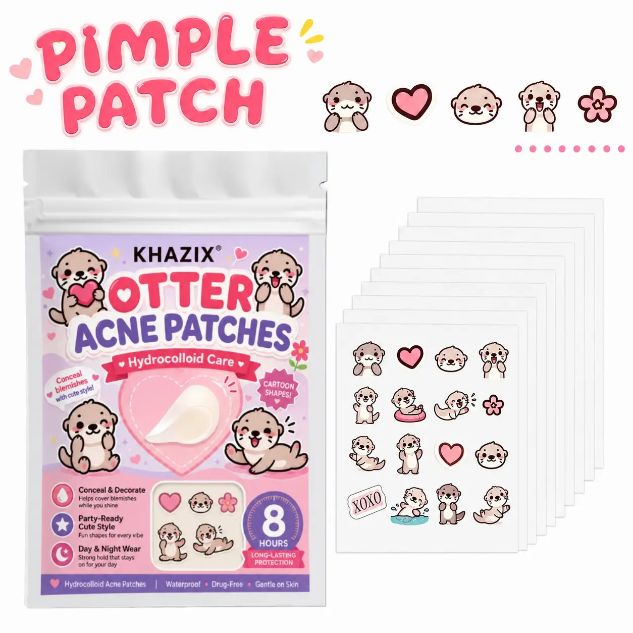 Cute Beaver Hydrogel Acne Patches, 48/128/160pcs, Decorative Face Covers for Women and Teens, Ideal for Parties, Travel, Daily Skincare