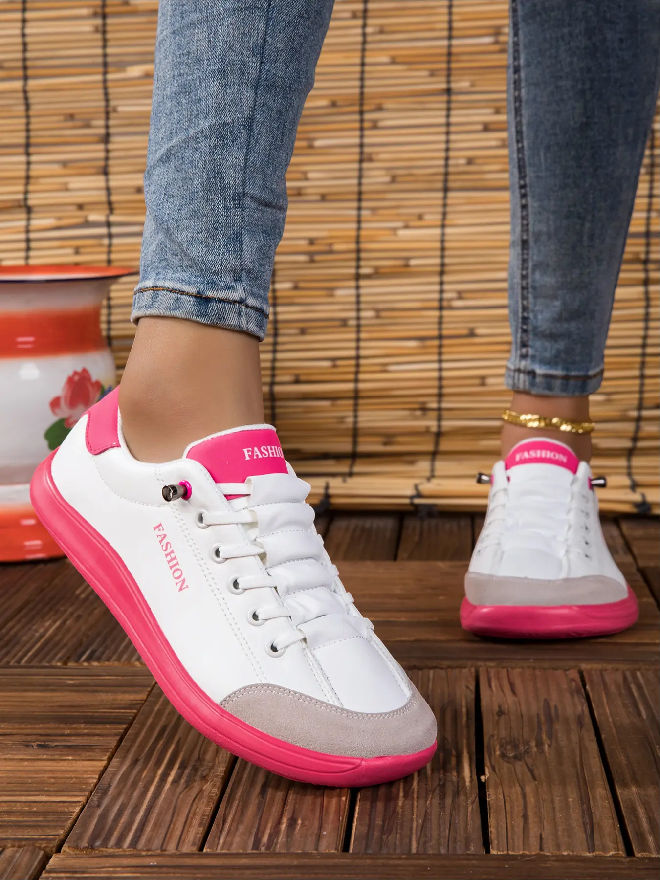 FAYWELLME  Women's all-white mesh breathable sports shoes, wide-brimmed toe comfortable nude shoes, light and soft sole lace-up casual walking shoes, suitable for daily outdoor wear