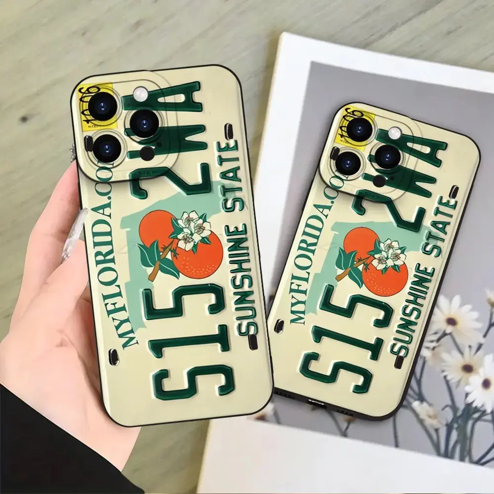 Matte Phone Case with 2D Luxurious Niche Florida License Plate Print, Phone Accessories Compatible with iPhone 18/17/16/15/14/13/12/11, Mini, Plus, Pro, Max Series