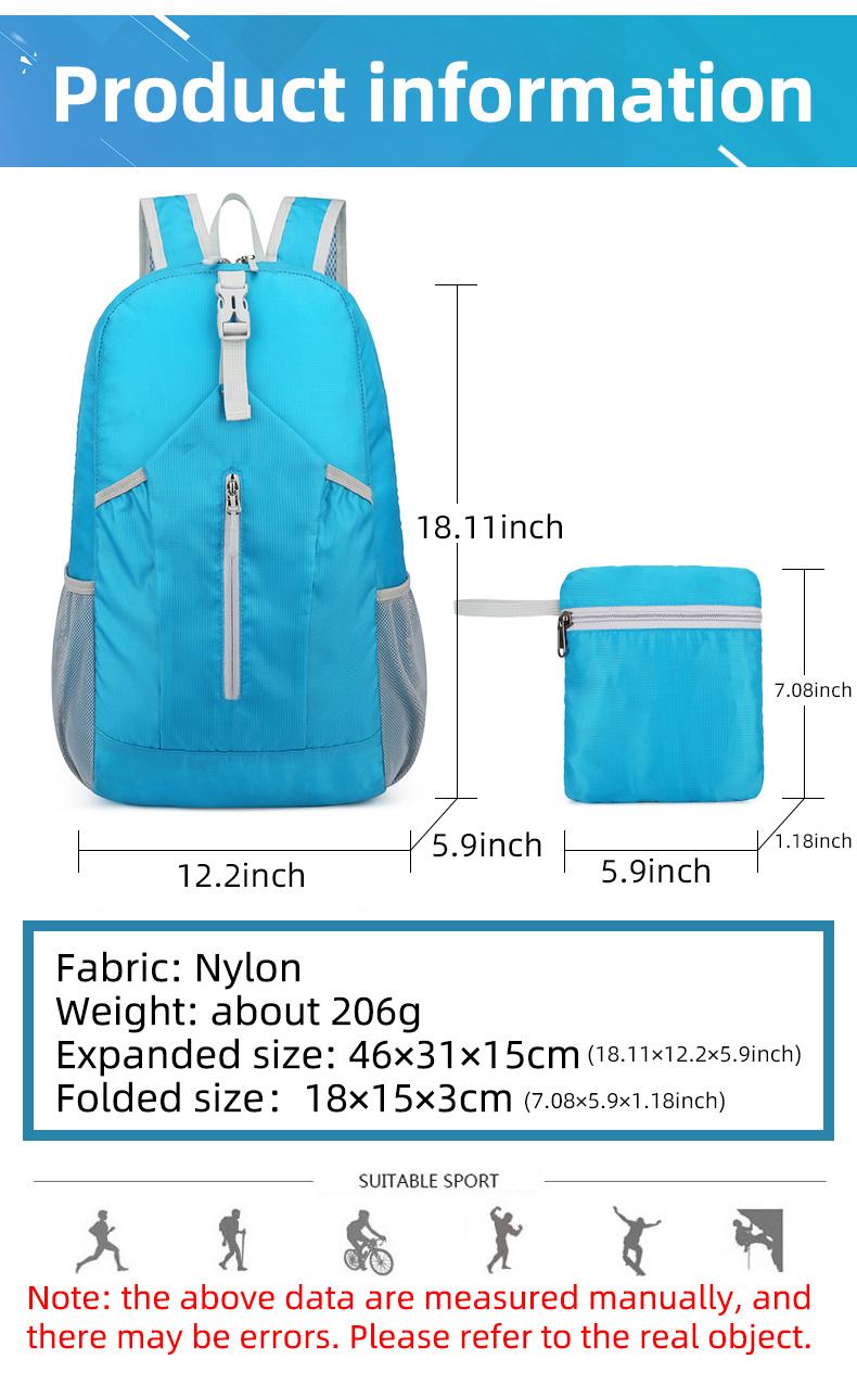 21L Ultra-Light Waterproof Nylon Backpack with Adjustable Straps - Foldable, Large Capacity, Portable for Hiking, Cycling, Fishing, Camping, Yoga & Travel - Available in Black, Blue, Green, Orange, Red, Travel Backpack