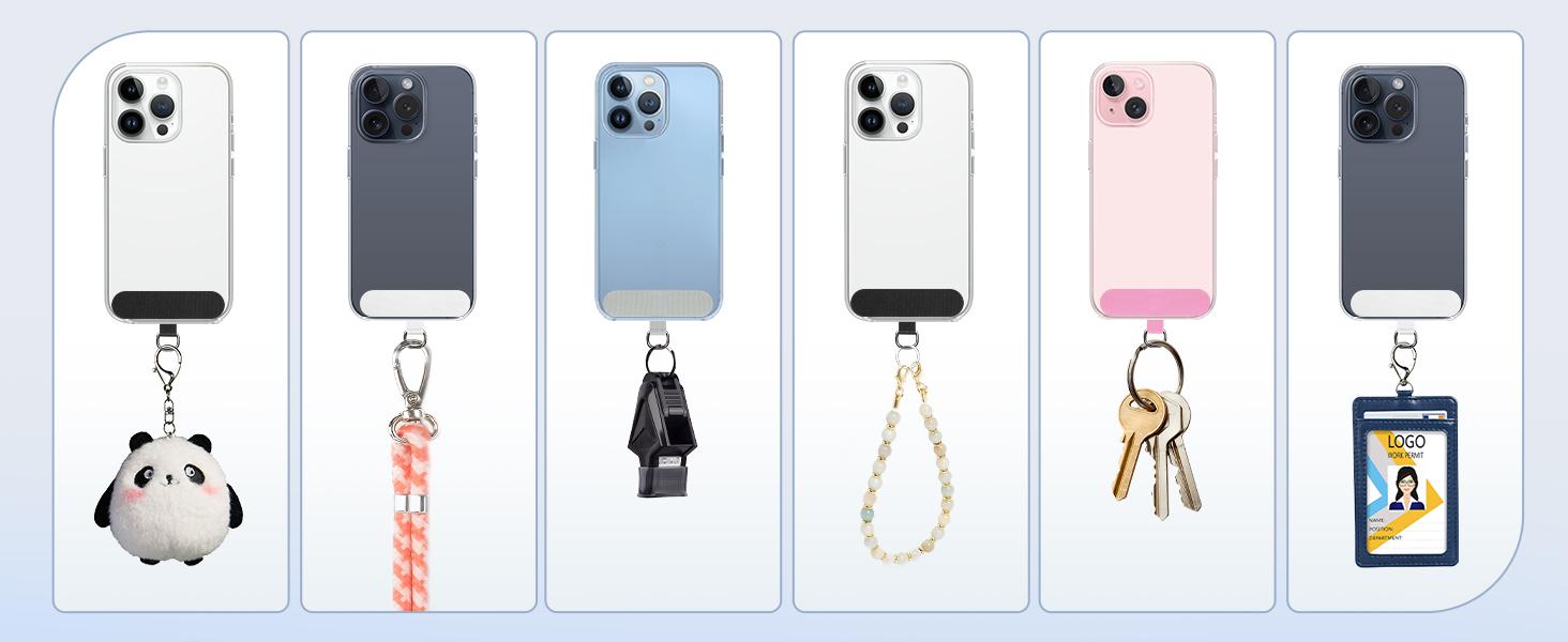 2 Pack Tether Tab Patches for Phone Lanyard Compatible with iPhone & All Smartphones