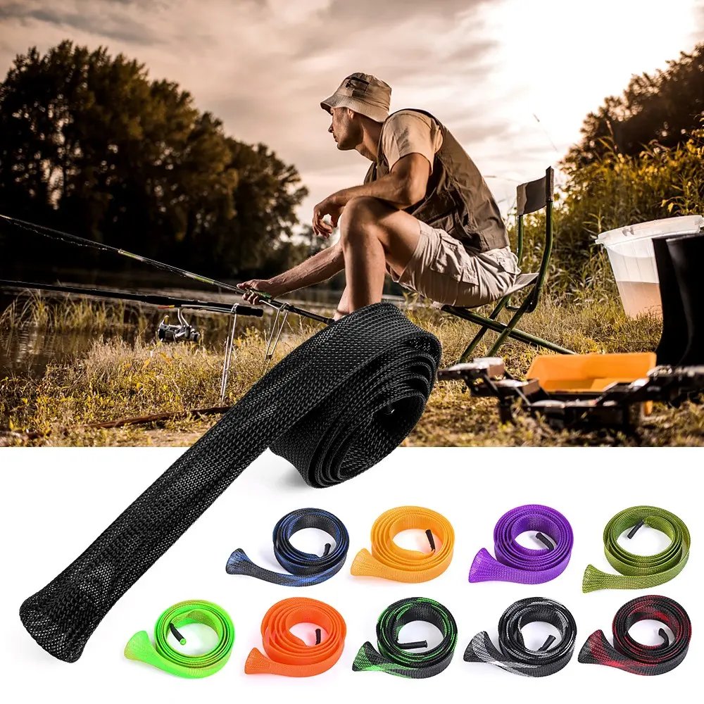 10 Pack Fishing Rod Protector Set, Retractable Woven Fishing Rod Sleeve, 170cm/66.93in , Ideal for Ice Fishing, Fly Fishing, Spinning Reels, Prevents Wrapping And Damage, Fishing Rod Socks, Heat Resistance Up To 120℃, Fishing Accessory