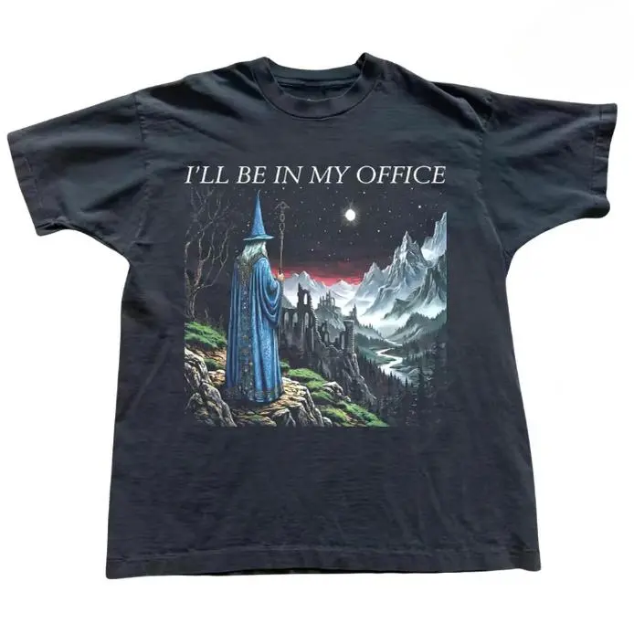 Wizard Mountain Castle Fantasy Graphic Pure Cotton T‑Shirt, Comfort Oversized Cute Fashion Outfit, Holiday Best Gift For Him Her, Perfect Present For Family Friends