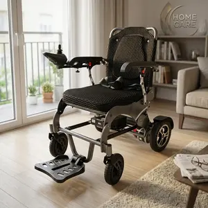 Compact Travel Power Wheelchair, Lightweight Collapsible Electric Chair for Adults, 15-Mile Long Range, 250W Motor, Electromagnetic Brakes, 220lb Weight Capacity, Reversible Armrests, Swing-Away Footrests, Portable Mobility Aid