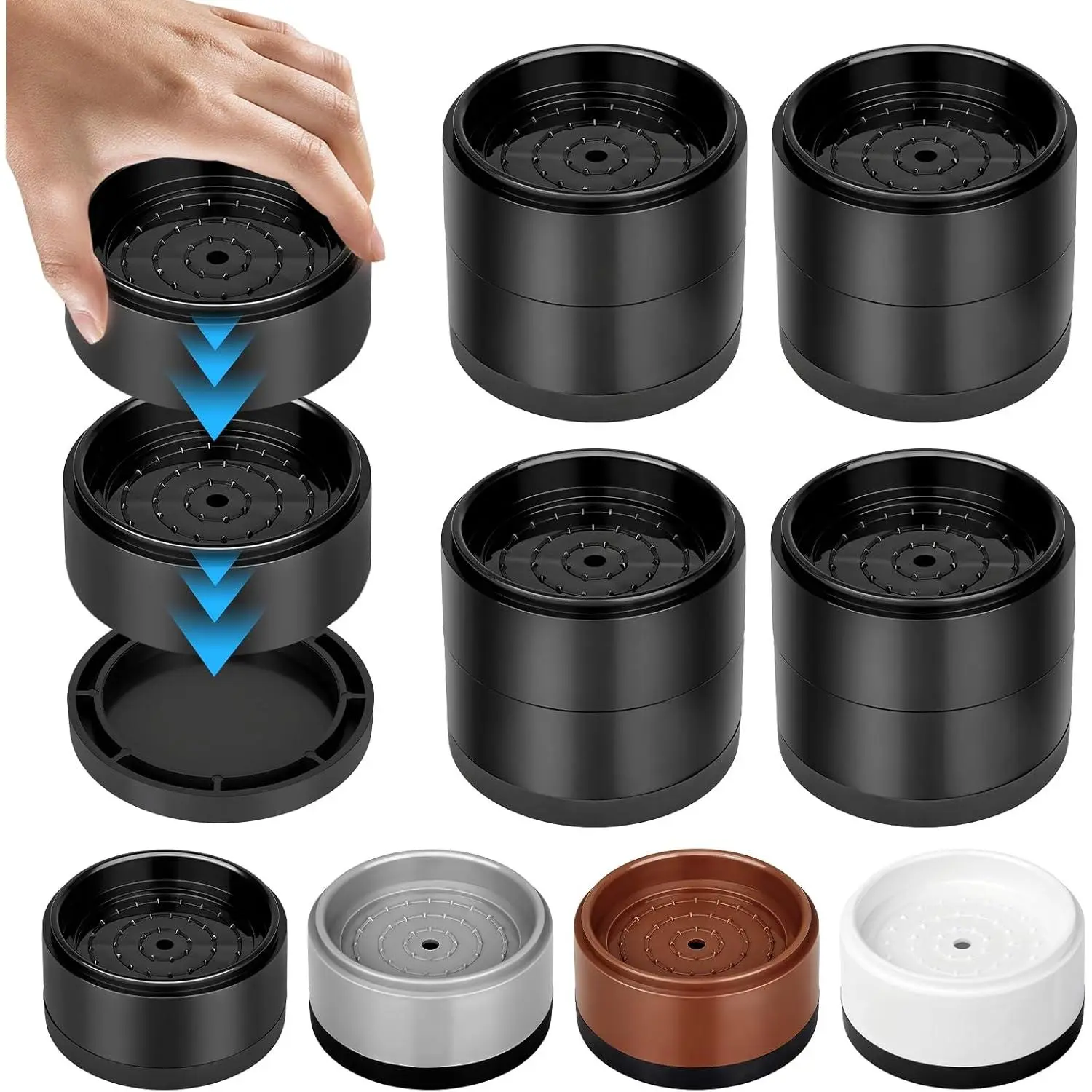 2" Heavy Duty Furniture Risers Set of 4, Round Stackable Bed Raisers Blocks with Non Slip TPU Base, Adjustable Furniture Support Pads for Sofa, Desk, Chair, Table, Couch, Cabinet
