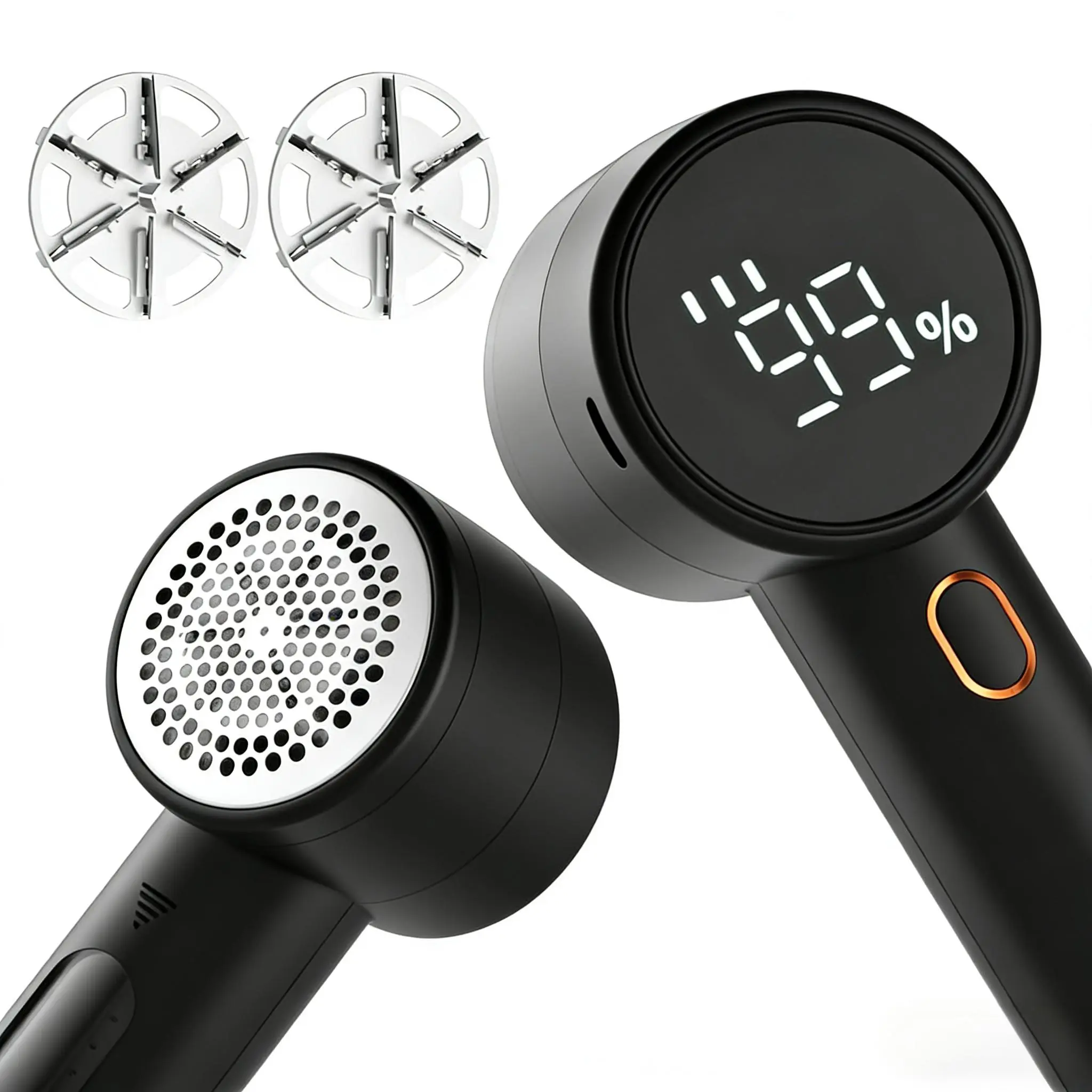 Portable Reusable Lint Remover Fabric Shaver - Rechargeable 2600mAh Electric Home Travel Fuzz Removal Tool with 3 Speeds, 6 Leaf Blades, Digital LED Display for Clothes, Sweaters (Household Appliance)