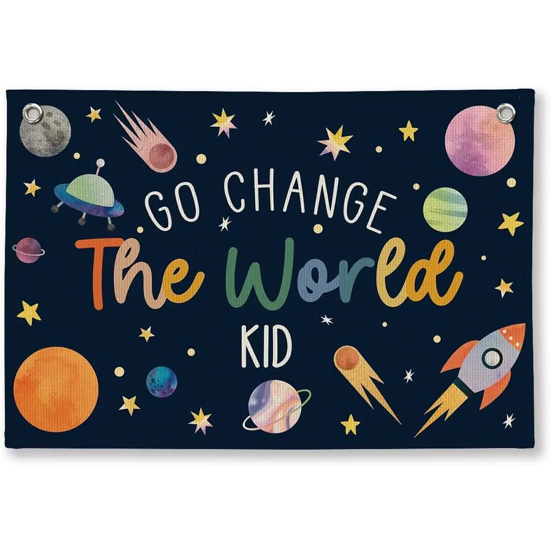 Playroom Wall Decor, Go Change The World Club Classroom Decor  Linen Banner,Play Room Wall Decor for  , 20x30 Inch