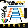 Professional Agility Training Full Kit for Youth & Adults - Adjustable Polypropylene Ladder, 12 Cones, 1 Jump Rope, Solo Soccer/Volleyball Trainer, Gym Bag - Training Aids, Workout Equipment, Portable Practice Gear for Footwork Speed Drills & Stamina