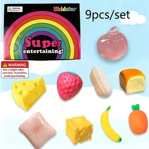 9-Piece Surprise Blind Box Malt Sugar Stress Relief Fidget Toys, Creative Slow-Return Squishy, 9 Styles, Party Gift