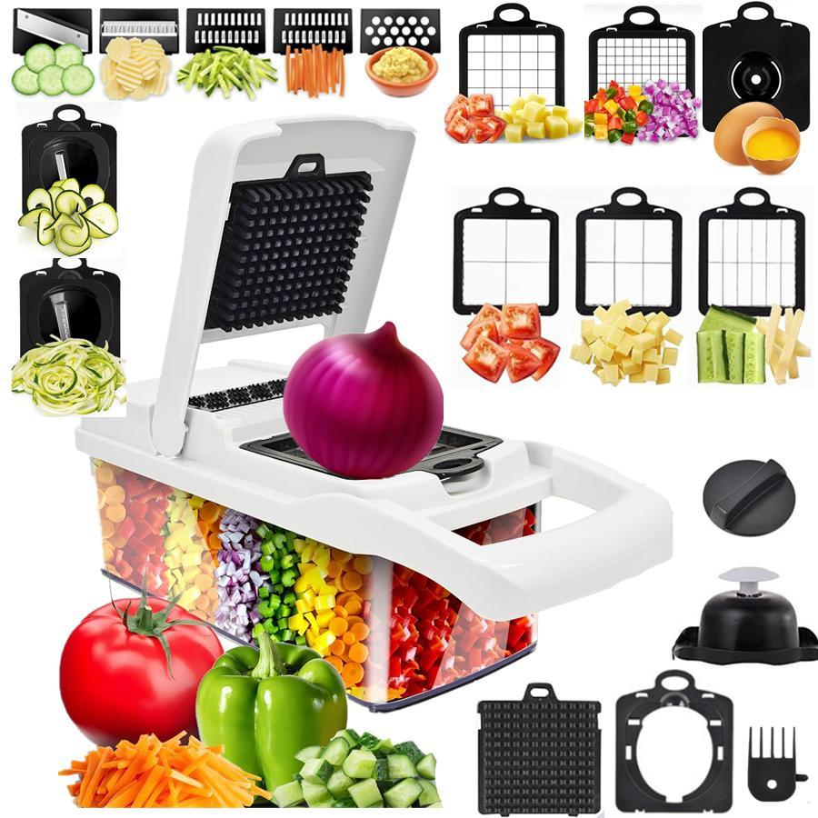 22-in-1 Vegetable Chopper Set, Multifunctional Vegetable Cutter with Container, Potato Cutter, Kitchen Fruit Vegetable Slicer and Food Chopper, Practical Kitchen Utensil & Gadget, Kitchenware