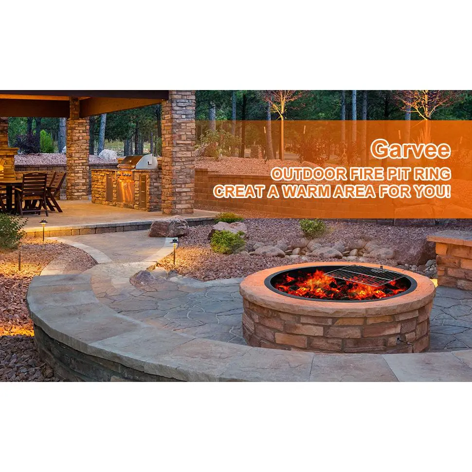 Heavy Duty Steel Fire Pit Ring Insert with Stainless Steel Grill Grate – Smokeless Round Liner for Outdoor, Backyard, Patio, Bonfire, and BBQ – 42" Outer/36" Inner Diameter, 10" Height