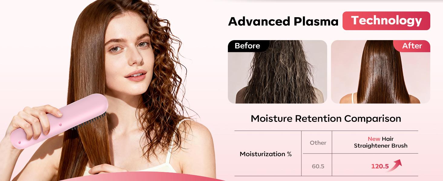 2Pcs GoBrush Pro 2025 Hair Straightener Brush for Short Hair, Portable Travel Straightener, 4 Temps Fast Heating MCH Ceramic, Smooth Frizz Styling Tool (2pcs)