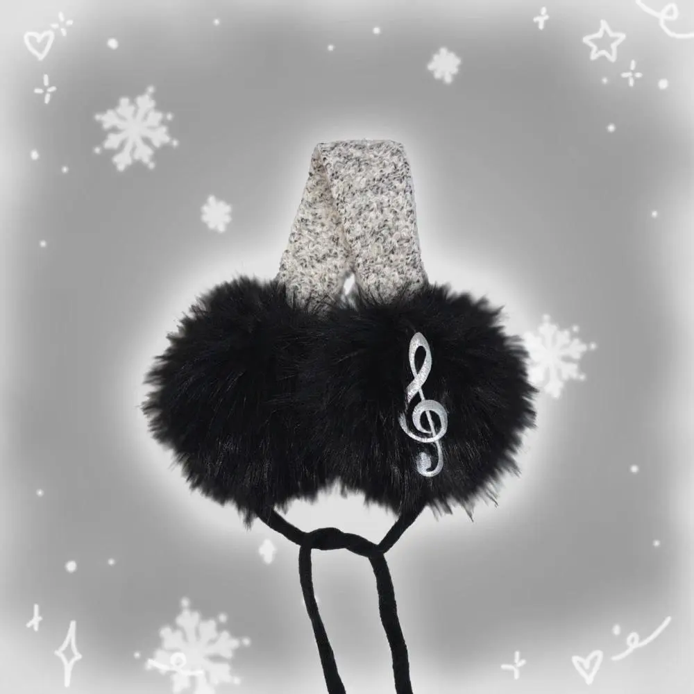Subculture Y2K note plush earmuffs for women Korean Japanese version cold resistant skiing windproof cold proof ear protection