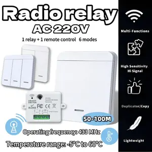 Ac220v 433mhz RF Wireless Remote Relay Switch, Single Channel Receiver Module + Wall Remote Transmitter, Ideal for Home Appliances