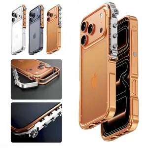 Damatek Rugged Aluminum Alloy & Polycarbonate Case for iPhone 17 - Anti-Fall, Anti-Scratch Hard Metal Frame Mobile Phone Protective Accessory