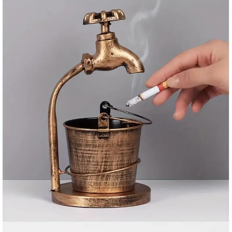 1pc metal retro ashtray, home large ashtray, personalized trend creative decoration, anti fly ash, home living room and office decoration, lover gift