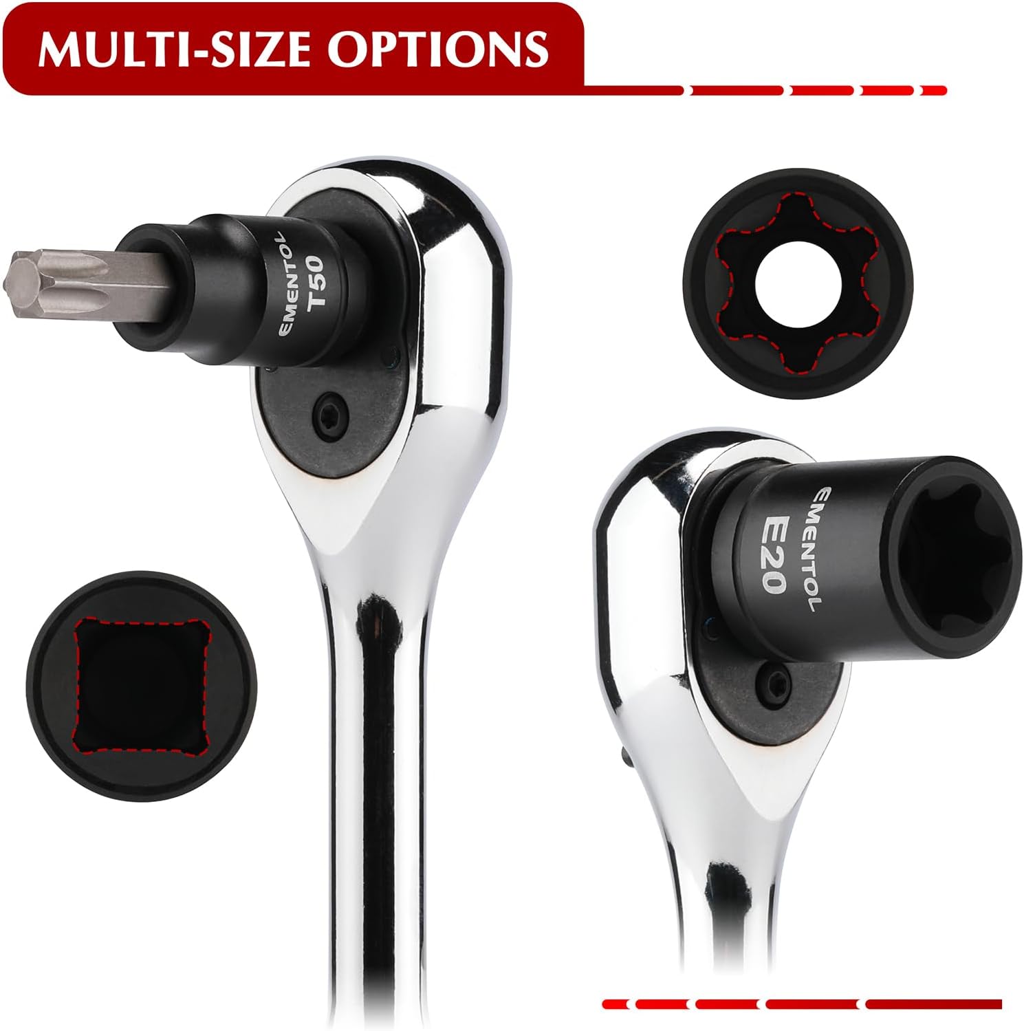 71- Torx Bit & Hex Bit Socket Set, Master SAE/Metric, 1/4", 3/8" and 1/2" Drive, S2 and CrV Steel, Includes E4-E24, Socket/Drill Adapter