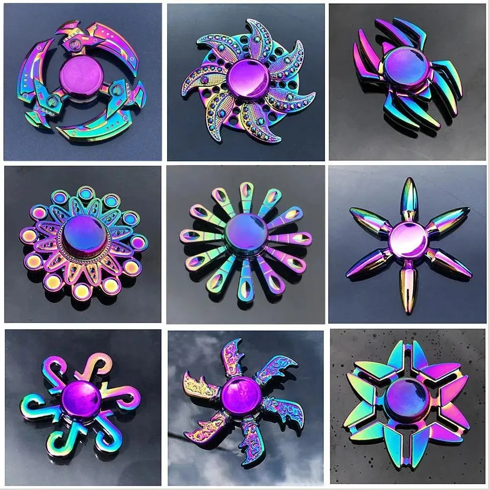 New Metal Rainbow Gradient Fidget Spinner - R188 Model Mute Bearing, Unisex EDC Hand Fingertip Gyro Stress Reliever, Home & Party Bag Gift Toy for Adults