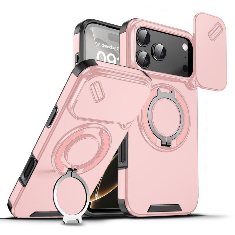 OREKROY Case For iPhone 17 Pro Max 17 Air 17 Pro 17 16 15 14 Plus 13 12 with Slide Camera Lens Protection Cover,360 Rotating Ring Kickstand MagSafe Magnetic Holder Military Grade Shockproof Protective Phone Cover