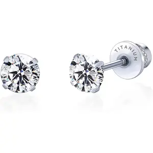Limerencia Hypoallergenic G23 Implant Grade Titanium Screw Back Earrings Tragus 20G Helix F136 Piercing Post for Sensitive Ears Simulated Diamond Cartilage
