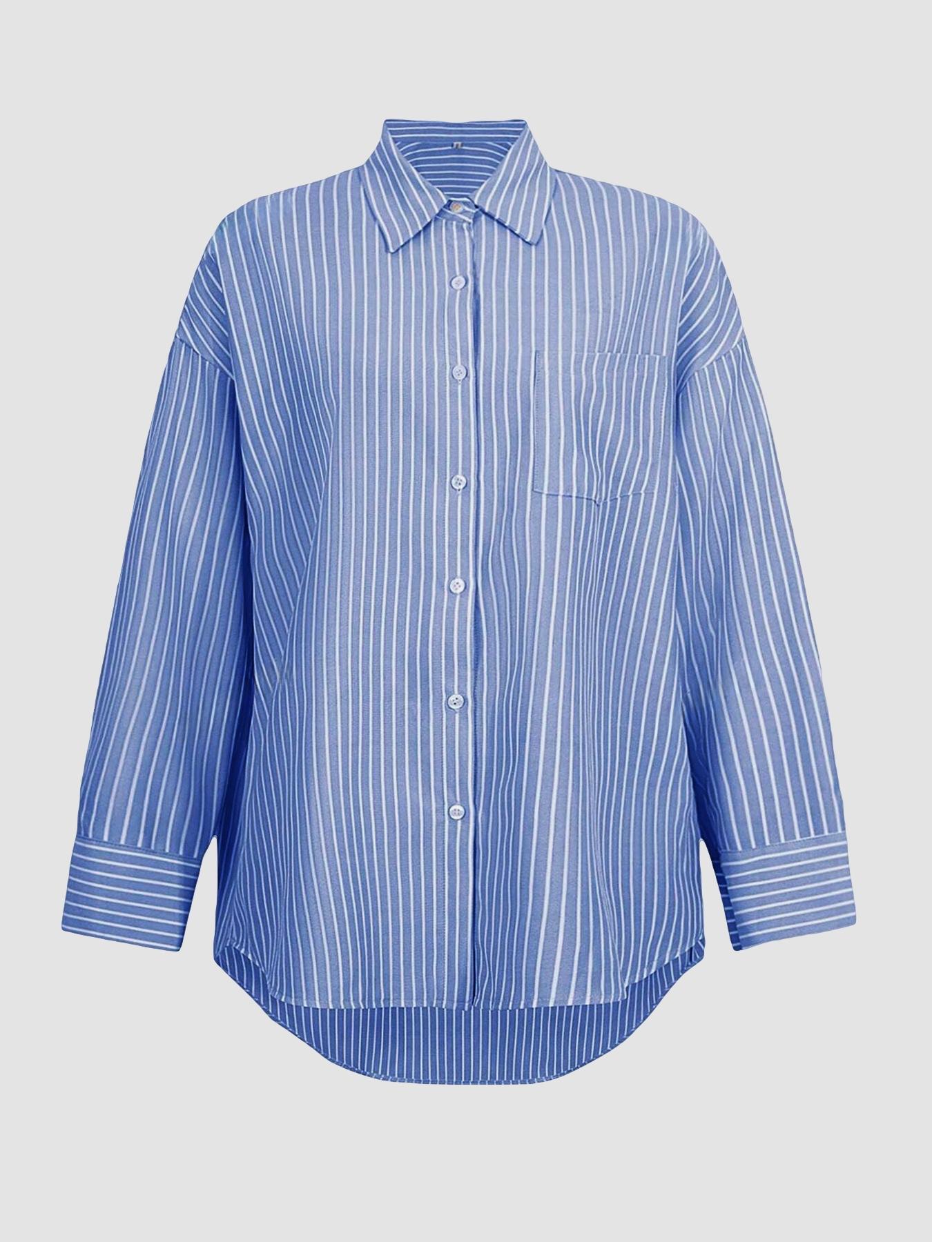 Women's Striped Long Sleeve Shirt, Fashionable Comfortable Design, Perfect for Daily Wear, Stylish Ladies' Top for Casual