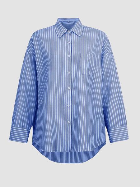 Women's Striped Long Sleeve Shirt, Fashionable Comfortable Design, Perfect for Daily Wear, Stylish Ladies' Top for Casual