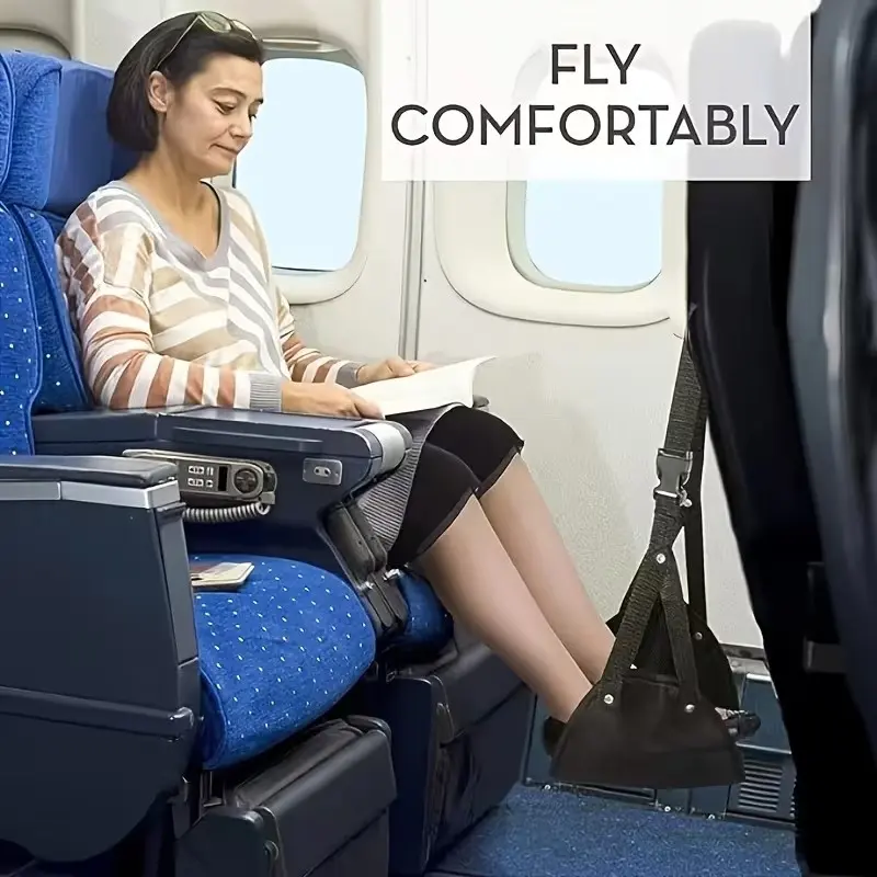 2pcs Airplane Foot Hammock, Adjustable Height Foot Rest, Portable Travel Accessories, Flight Leg Hammock Hanger Sling, for Plane, Train, Office