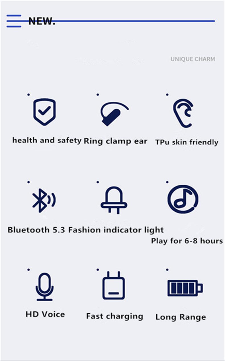 Earphone Clip Wireless Bluetooth Headphone Bone Conduction Headset High Quality TWS Auriculares Sport Noise Canceling With Mic retro mp3 player ear hook design unique gift outdoor party playback time cancelling custom head phones wage accuracy pro earplug