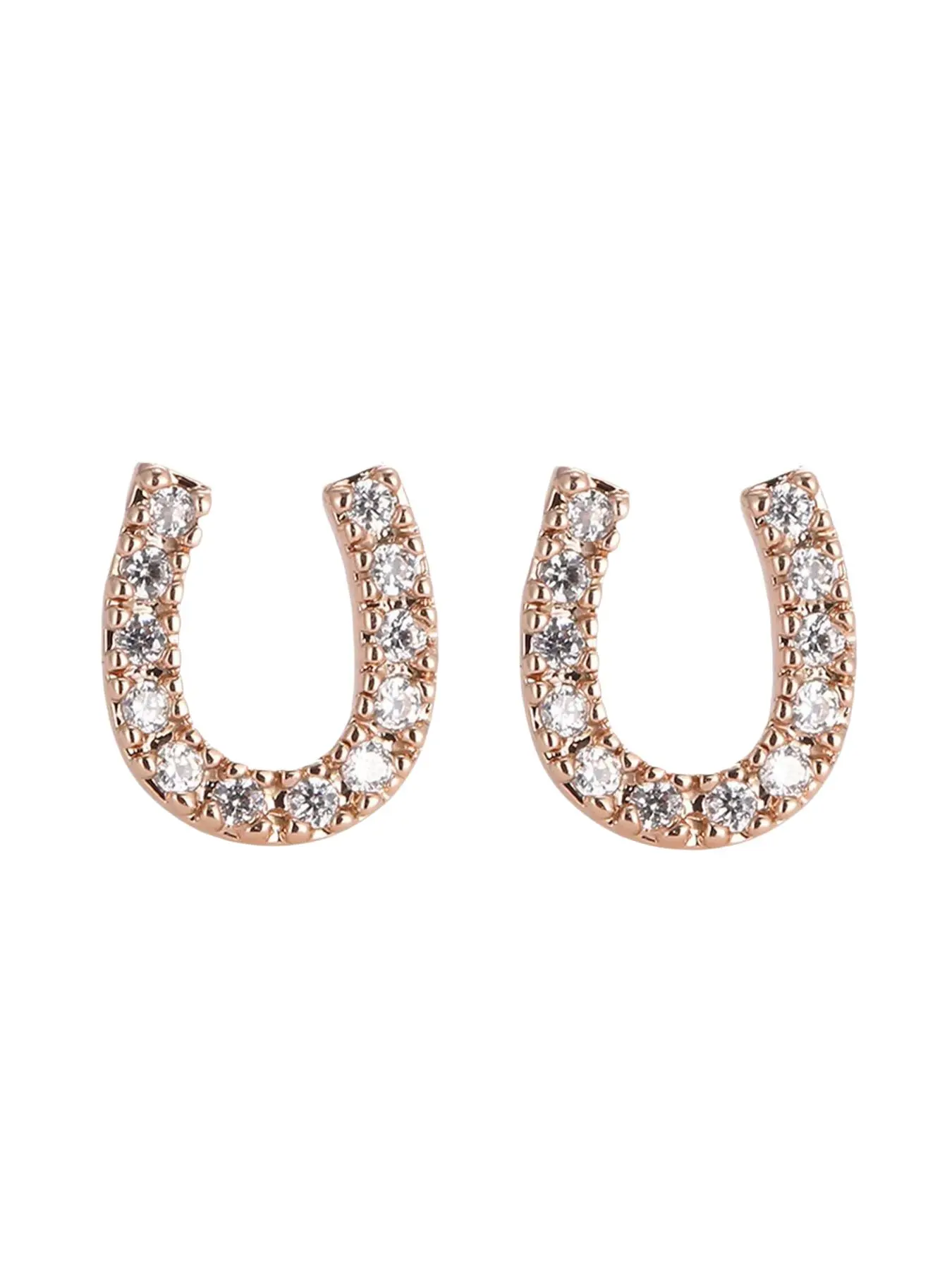 Horseshoe Flash Diamond Earrings, Sweet Cool Lucky Unique Design, Full Diamond Zircon, Elegant Hoop Earrings for Daily Wear and Parties