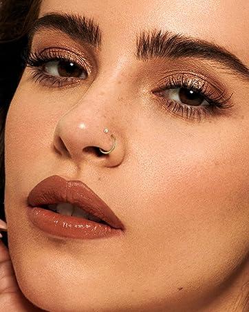 MILACOLATO 12Pcs 18K Gold Nose Ring Stud 316L Surgical Steel Nose Piercing Jewellery CZ Inlaid L-Shape Nose Studs Nose Screws Stainless Steel Nose Septum Rings Hoop Nose Piercings for Women Men 18/20G