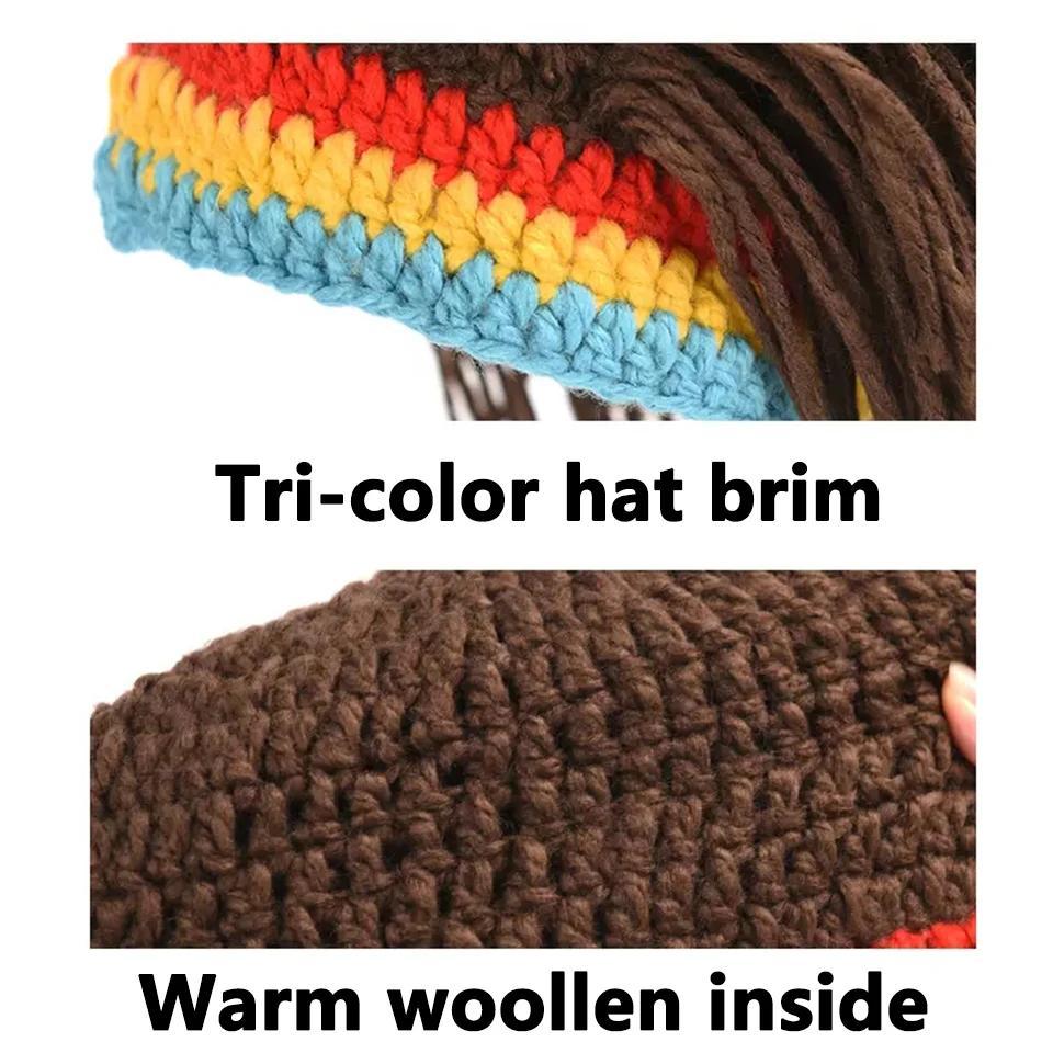 Unisex Synthetic False Braid Dreadlock Wig Beanie Caps Handmade Crochet Hat Gorro Rasta Jamaica African Party Hip Hop Dance Hat