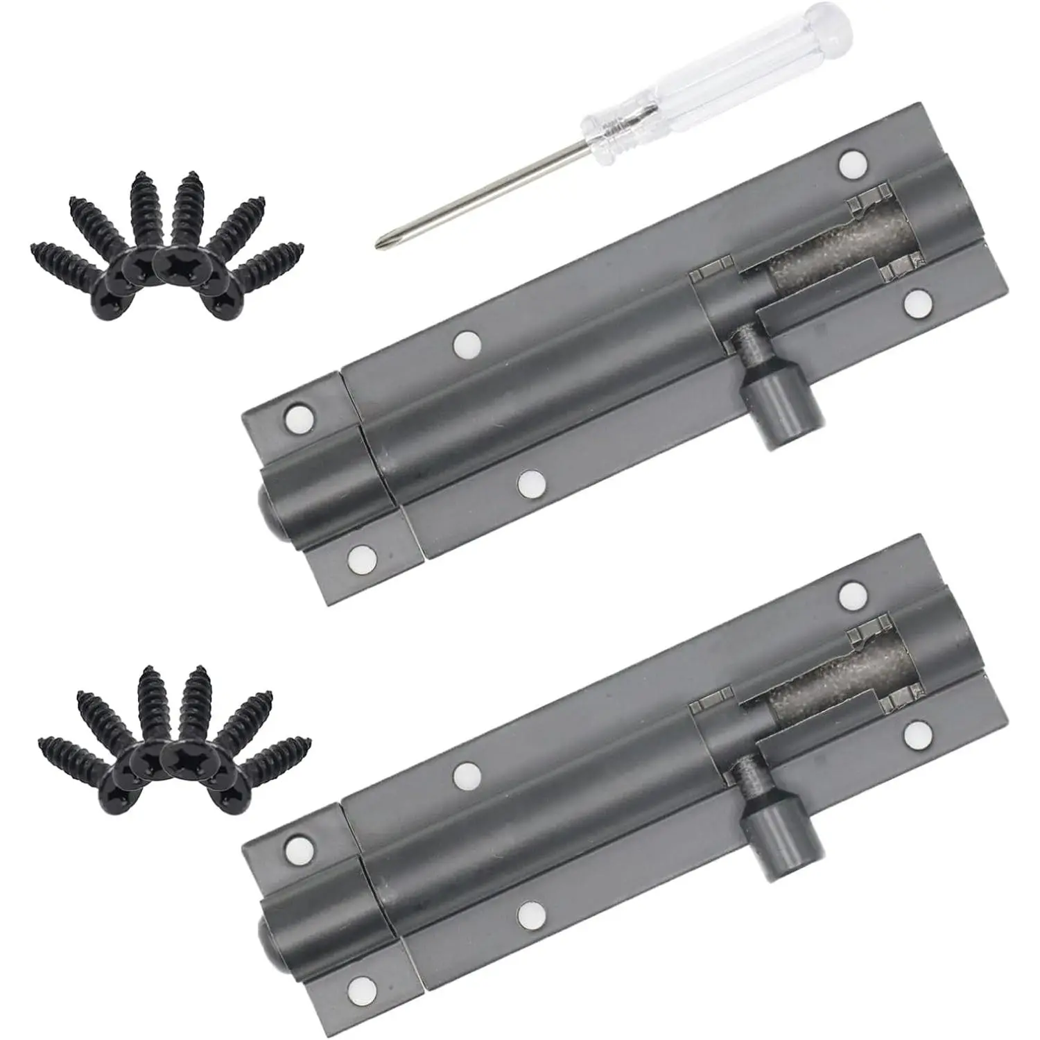 3 Inch Black Slide Barrel Bolt Latch,  Alloy Slide Door Latch Lock, Heavy Duty Gate Sliding Bolt Latch Lock for  Yard Garden Door , with Screws, 2 count