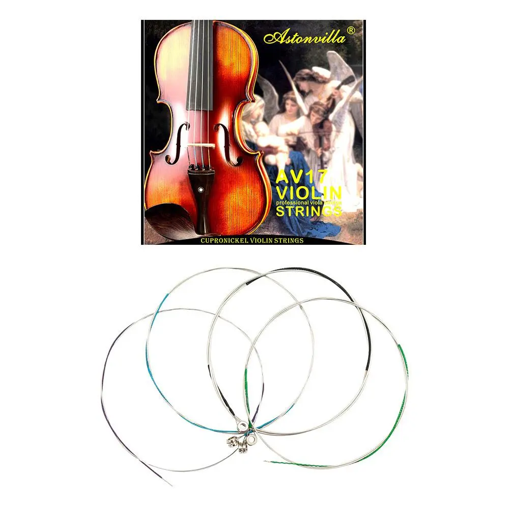 Aston Villa Violin Strings Premium Silver Color Wound Strings, High-Quality Musical Instrument Accessories, Perfect for Professional Musicians