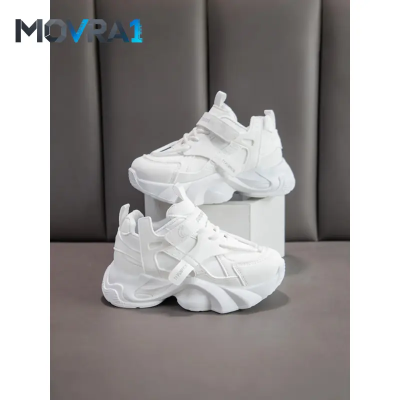 MOVRA1 Unisex Thick Sole Dad Shoes, Options, Velcro Round Toe Breathable Casual Shoes, Kids School Outdoor Running Shoes, Sneakers, Student Shoes, Youth Shoes