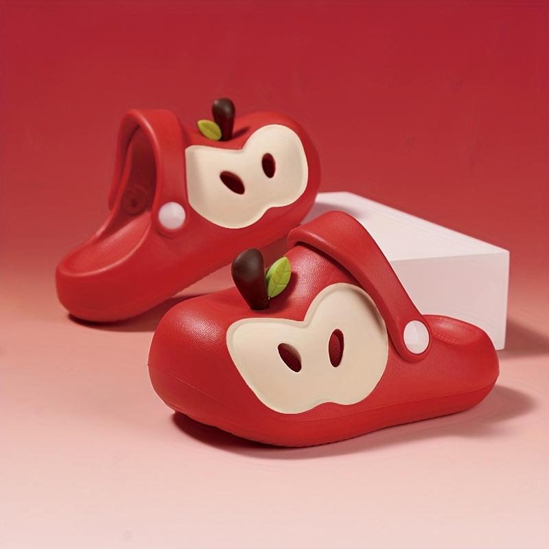 Children's Apple Clogs Summer Closed-Toe Cool Slippers for Boys and Girls, Toddlers, and Kids, Non-Slip Soft Sole Baby Beach Shoes, Cute Slippers for Middle and Older Toddlers