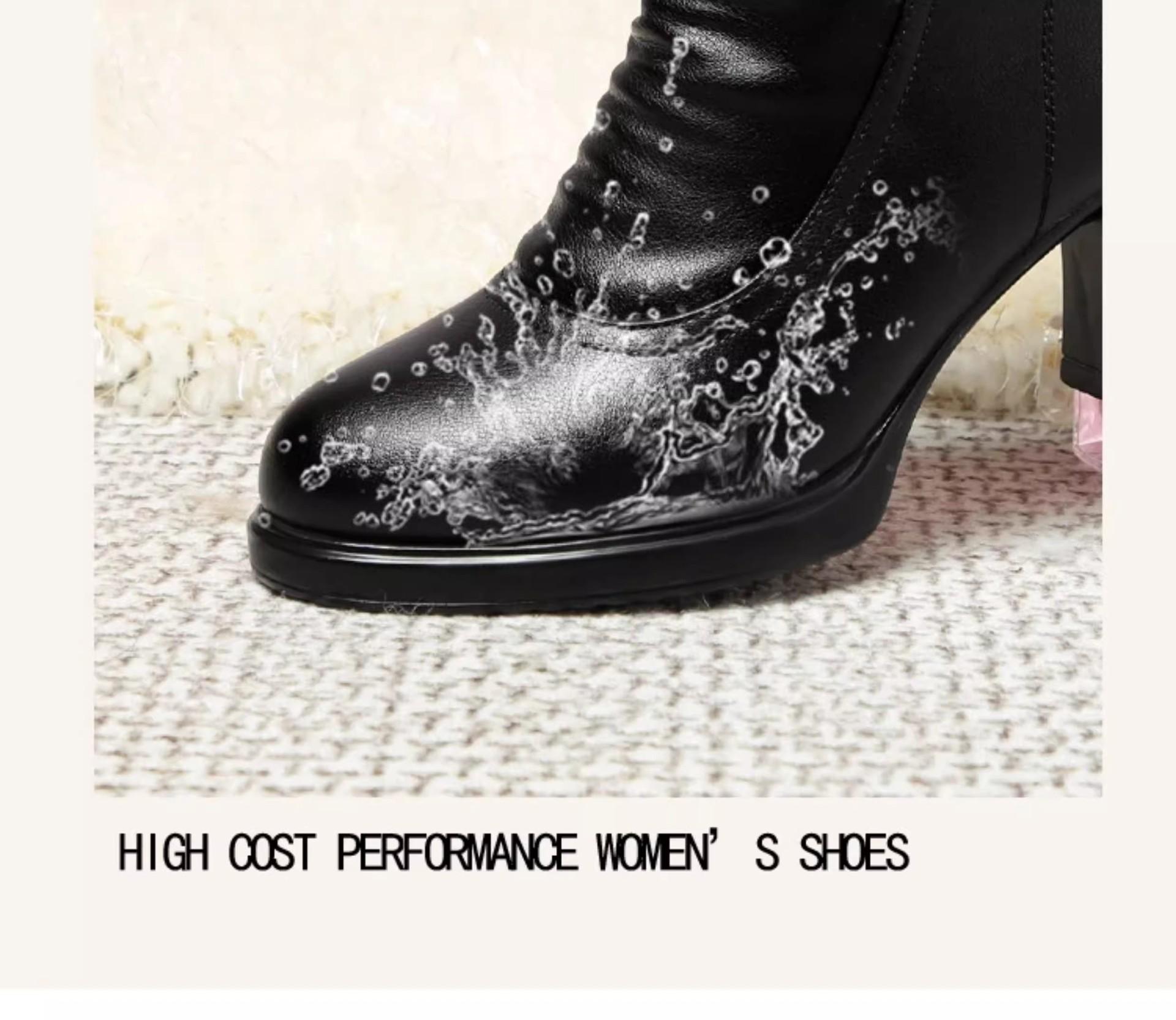 MOVRA1 Women'S -Encrusted Round-Toe Block Heel Ankle Boots with Zipper Closure & Plush Lining - Mid-Heel Winter Boots in Rich Brown, Faux Cover Upper & Rubber Sole, Elegant Casual to Semi-Formal Outfits Autumn/Winter, Comfortable & Durable Design