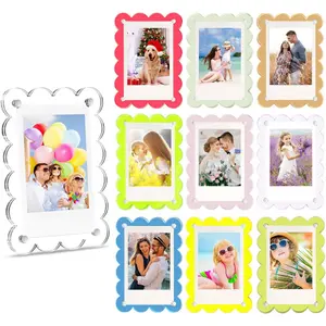10 Pack Acrylic Fridge Magnetic Frame for Polaroid, 2.36x3.54 In Mini Picture Frames Colorful for Fujifilm Instax Mini, 2 Sided Photo Refrigerator Magnet Picture Display Clear Frame Petal