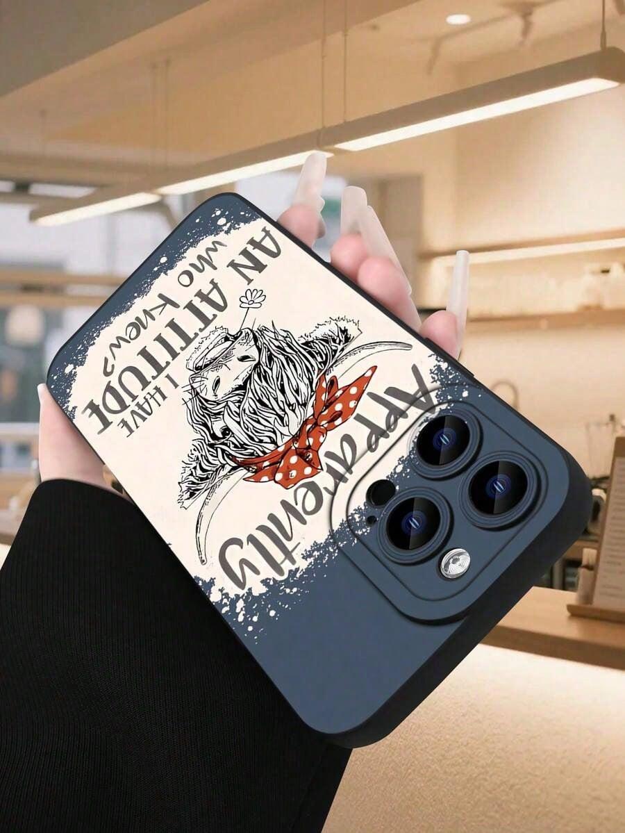 Highland - Cow Printed 2D Pattern Popular Creative Black Matte Feel Full Protection Dustproof And Waterproof Soft Shell, Suitable For IPhone17/IPhone17 Air/IPhone17 Pro/IPhone17 Pro Max/16 Pro Max/15 Pro Max/14 Pro Max/13 Pro Max/12 Pro Max/11 Pro Max