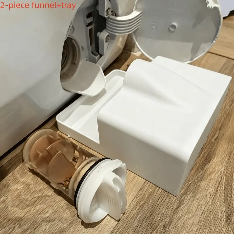 2-piece funnel+tray, universal washing machine drain tray washing machine outlet cleaning receiver, plastic material, can be used for washing machine outlet water storage, effectively prevent the laundry room from overflowing, can be used for bathroom wat