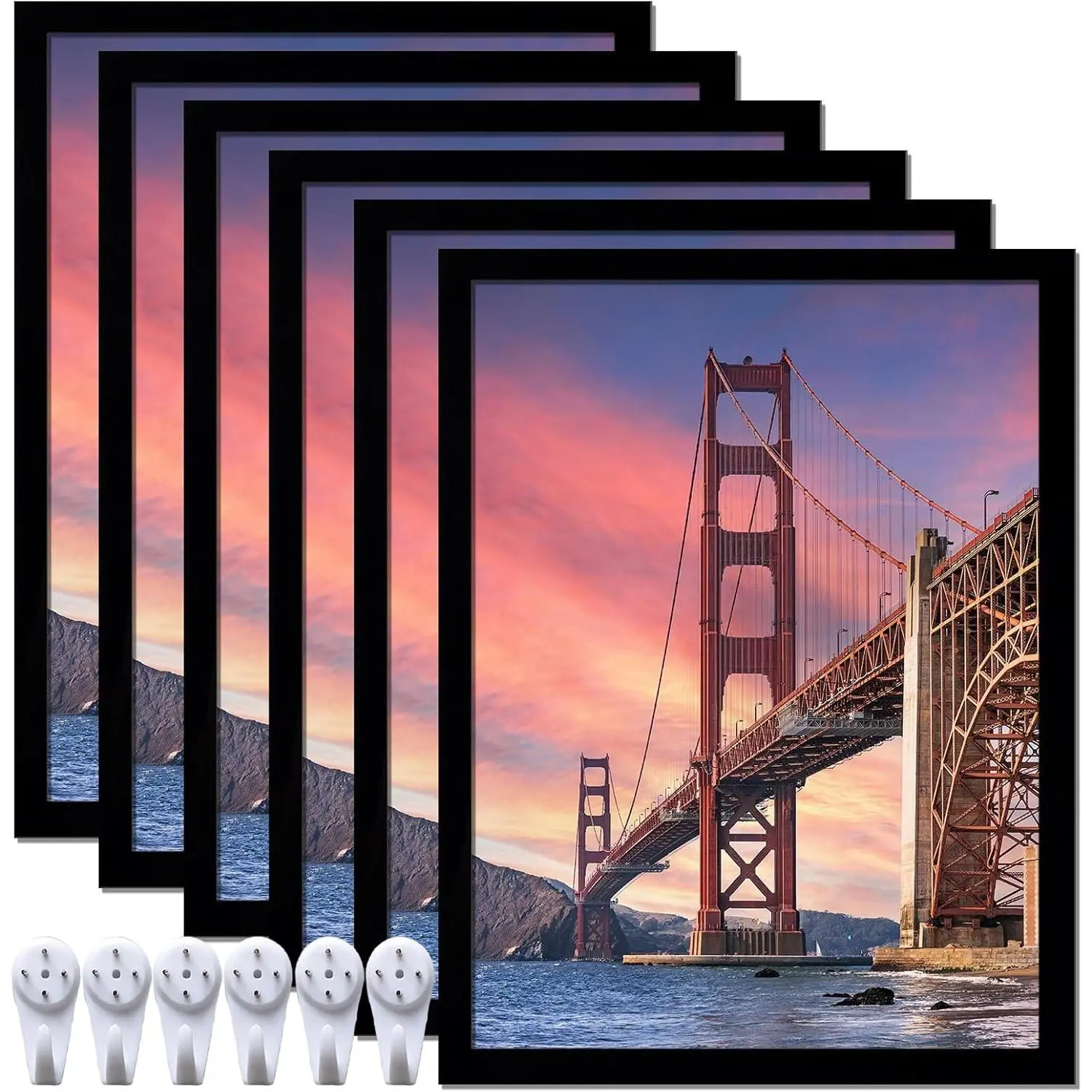 9x12 Picture Frames Black, Set of 6 for Gallery Wall Display