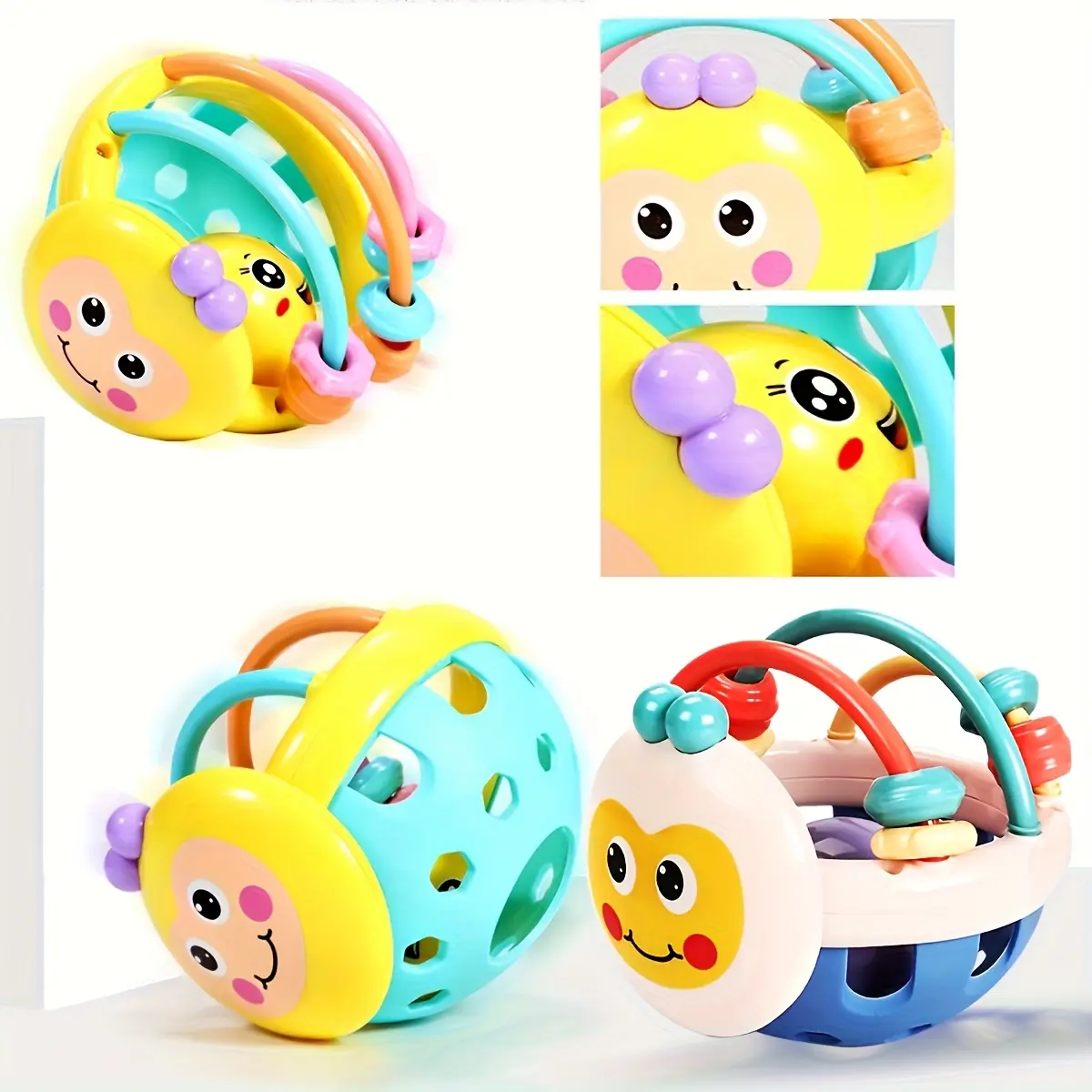 Animal Winkel Bee Multicolor Rattle & Sensory Teether for Baby and Toddler, Safe, Multi-Functional Sensory Learning Toys for Infants, Early Development Toy for Toddlers