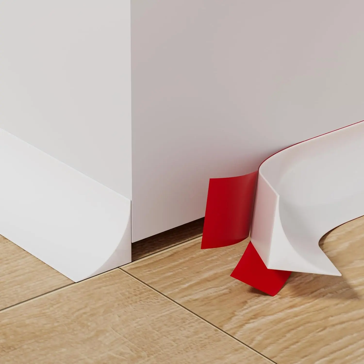 9.8' Flexible Quarter Round Molding, Peel and Stick Shoe Molding Baseboard,Selfadhesive Corner Trim for Wall Floor , Bendable Rubber Trim for Stair,Countertop,Backsplash, Bathroom Bathtub (White)